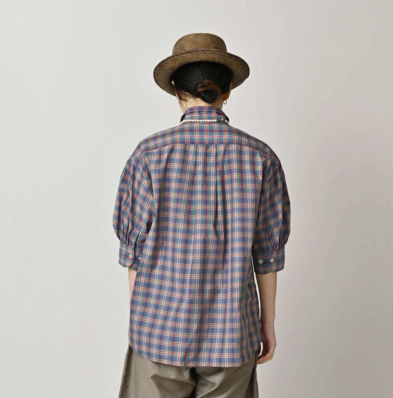 Broad Madras Check Petit Collar Half Sleeve Coupé Shirt