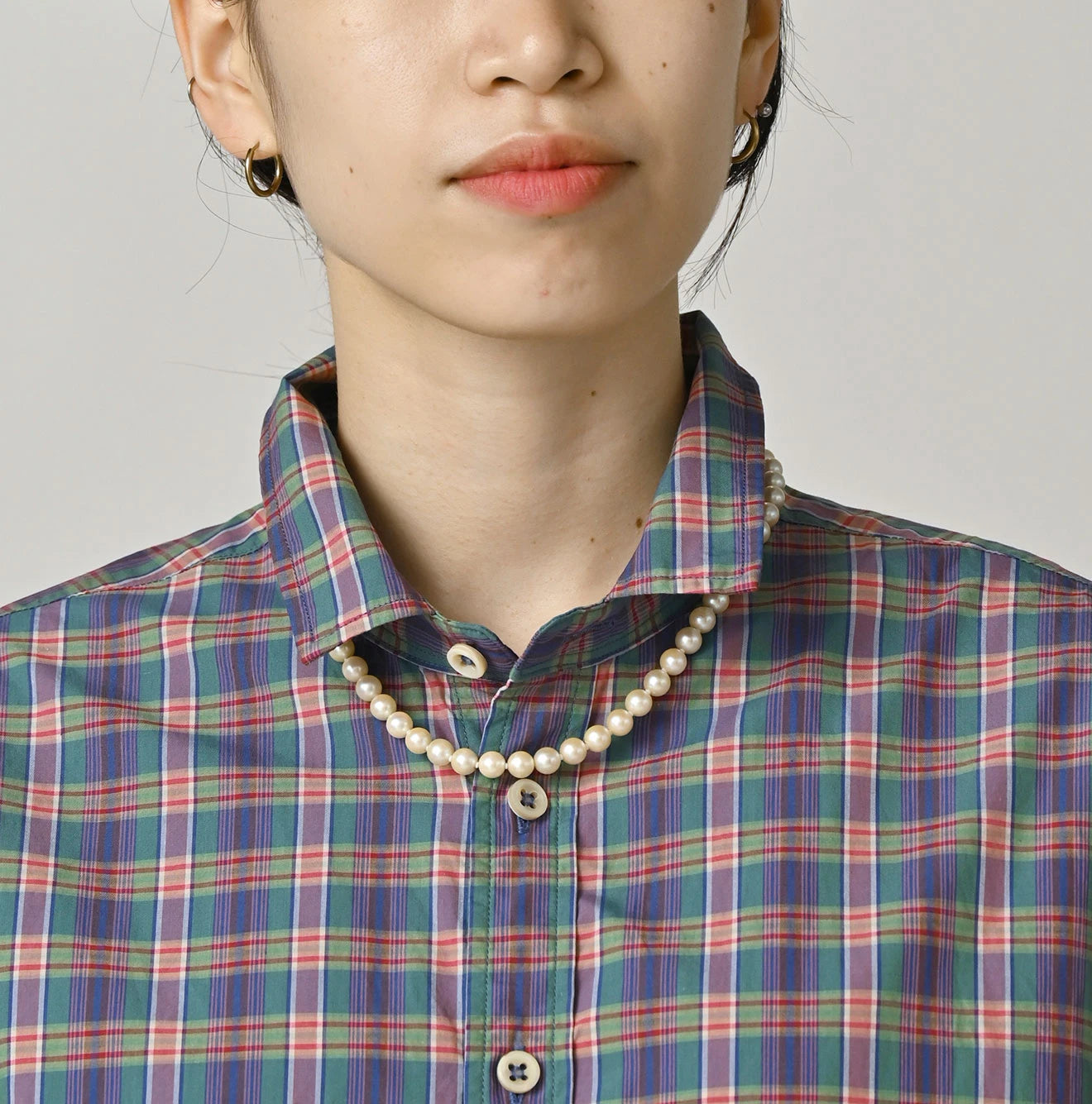 Broad Madras Check Petit Collar Half Sleeve Coupé Shirt