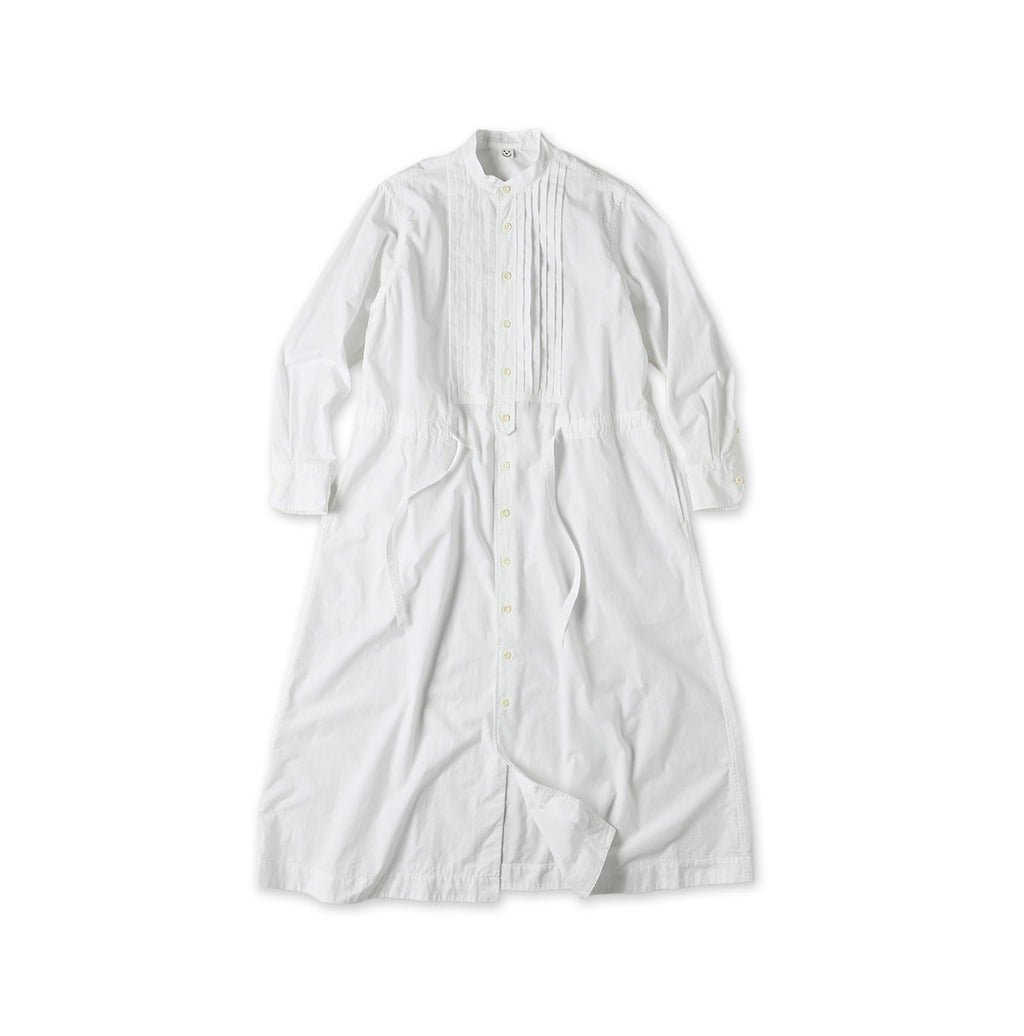 Compact Damp Pintuck Shirt Dress White