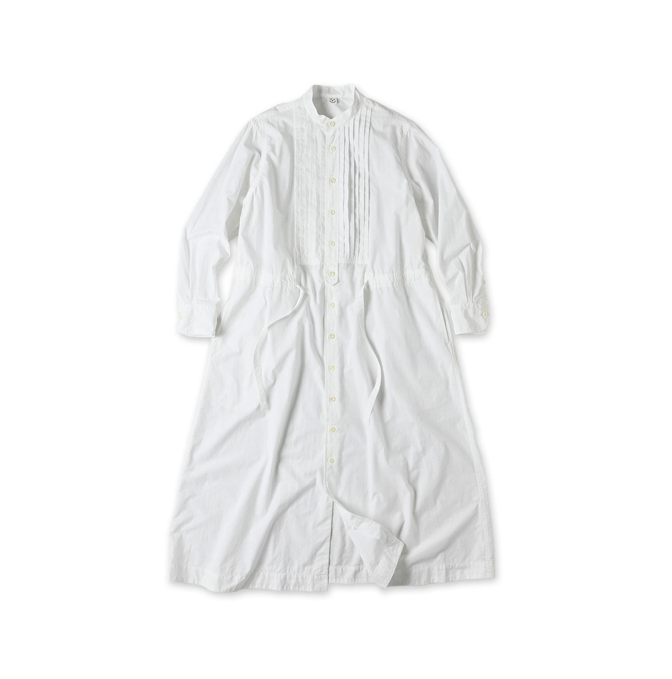 Compact Damp Pintuck Shirt Dress White