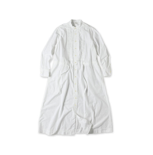 Compact Damp Pintuck Shirt Dress White