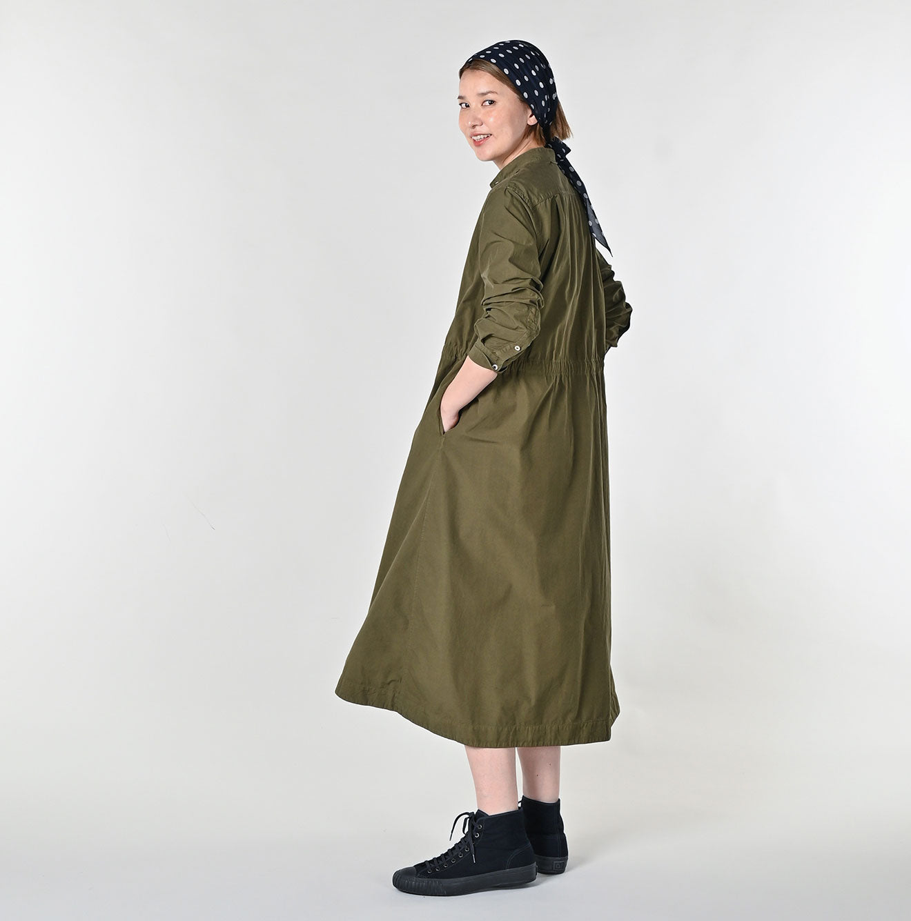 Compact Damp Pintuck Shirt Dress Female Model