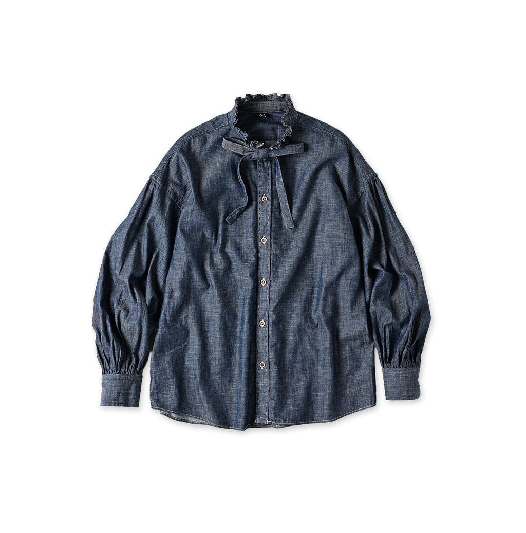 Ruri Dungaree Denim Bowtie Coupé Shirt Nou