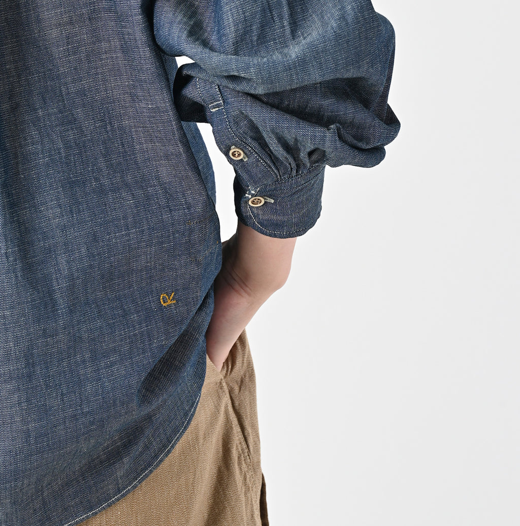 Ruri Dungaree Denim Bowtie Coupé Shirt Nou Detail