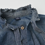 Ruri Dungaree Denim Bowtie Coupé Shirt Nou Detail