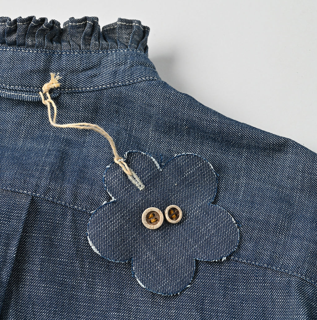 Ruri Dungaree Denim Bowtie Coupé Shirt Nou Detail