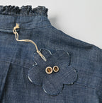 Ruri Dungaree Denim Bowtie Coupé Shirt Nou Detail