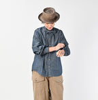 Ruri Dungaree Denim Bowtie Coupé Shirt Nou Female Model