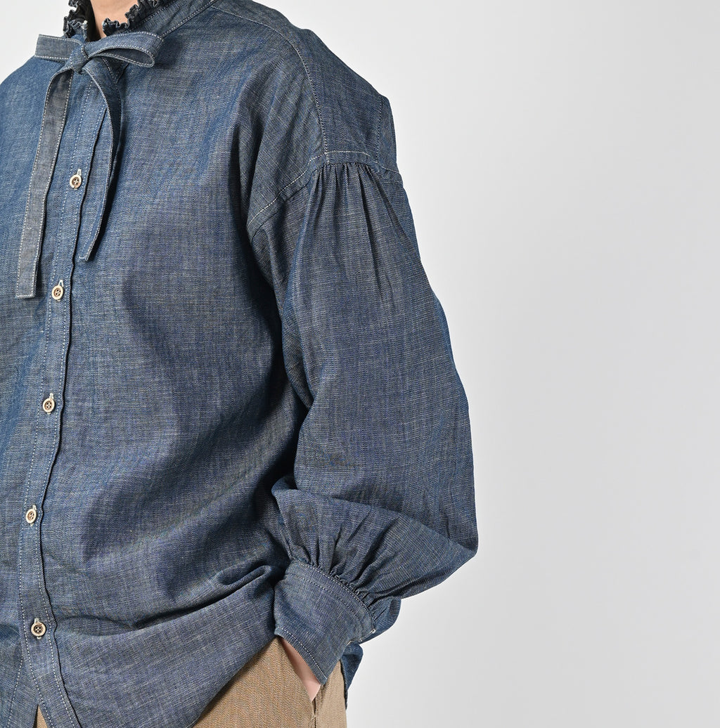 Ruri Dungaree Denim Bowtie Coupé Shirt Nou Detail