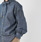 Ruri Dungaree Denim Bowtie Coupé Shirt Nou Detail