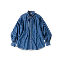 Ruri Dungaree Denim Bowtie Coupé Shirt Distressed
