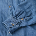 Ruri Dungaree Denim Bowtie Coupé Shirt Distressed Detail