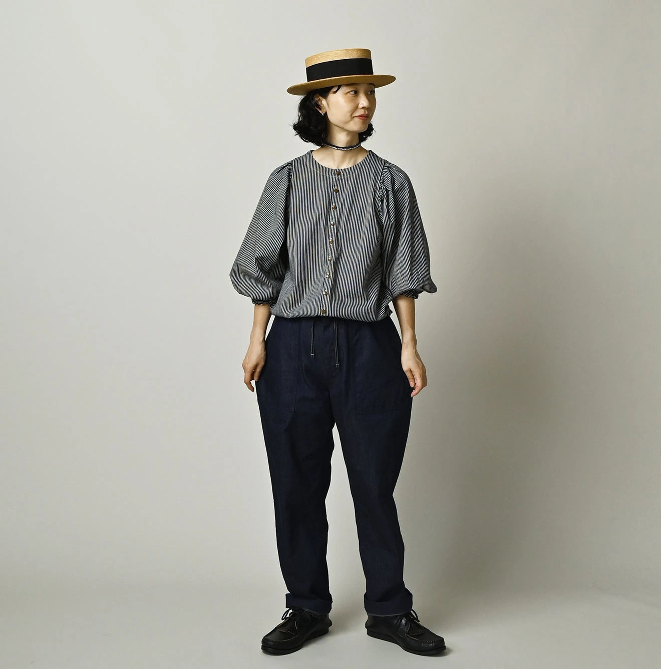 Komugi Denim Puff Blouse Nou