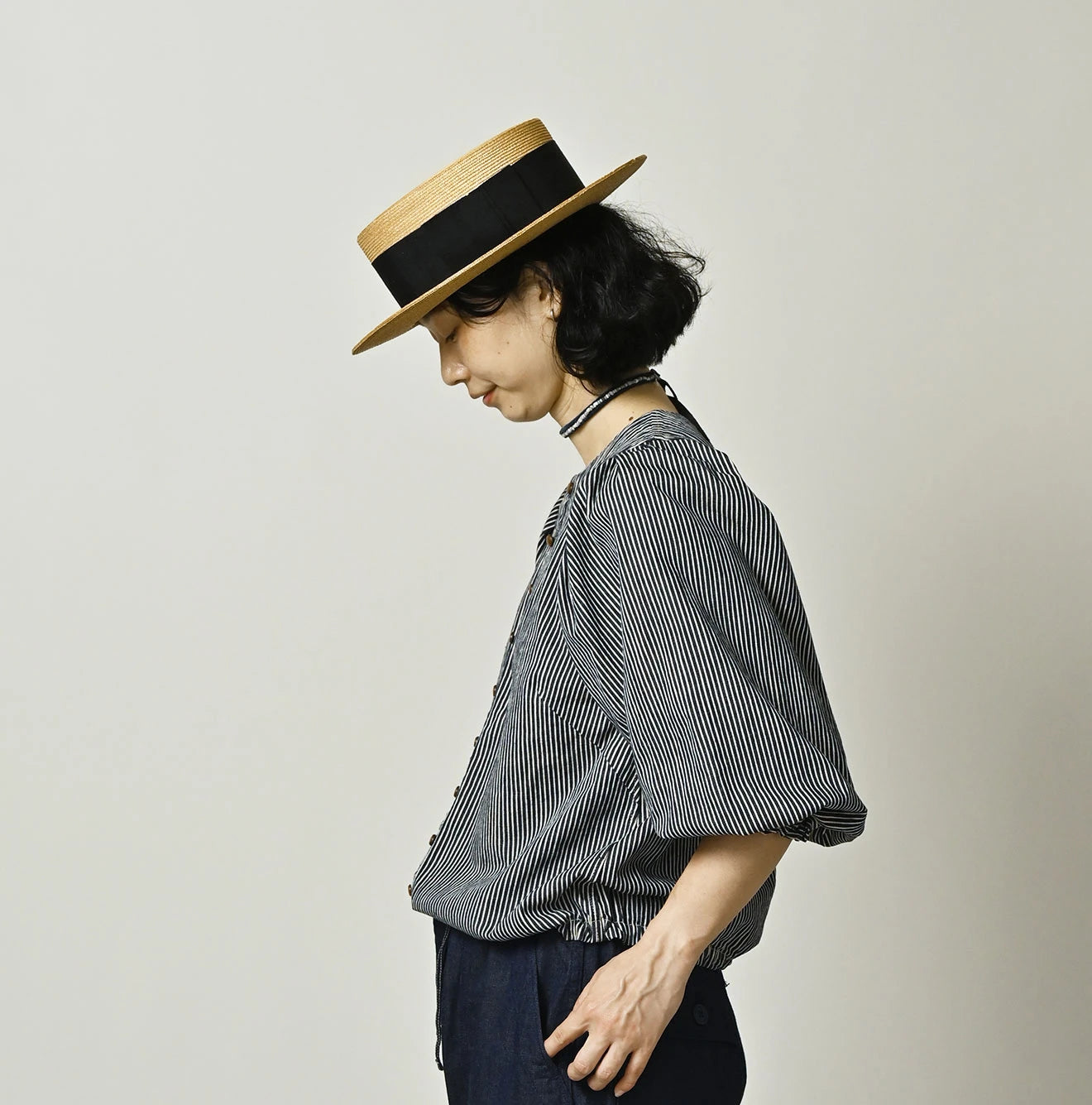 Komugi Denim Puff Blouse Nou