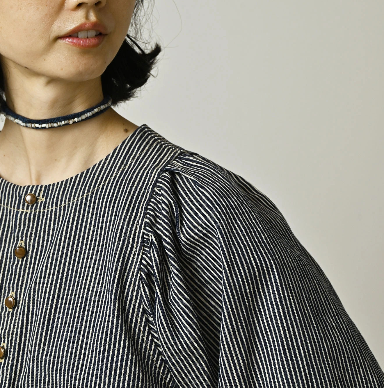 Komugi Denim Puff Blouse Nou