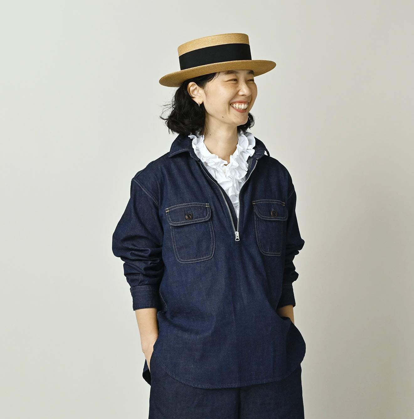 Komugi Denim 908 Yama Pull Shirt Nou
