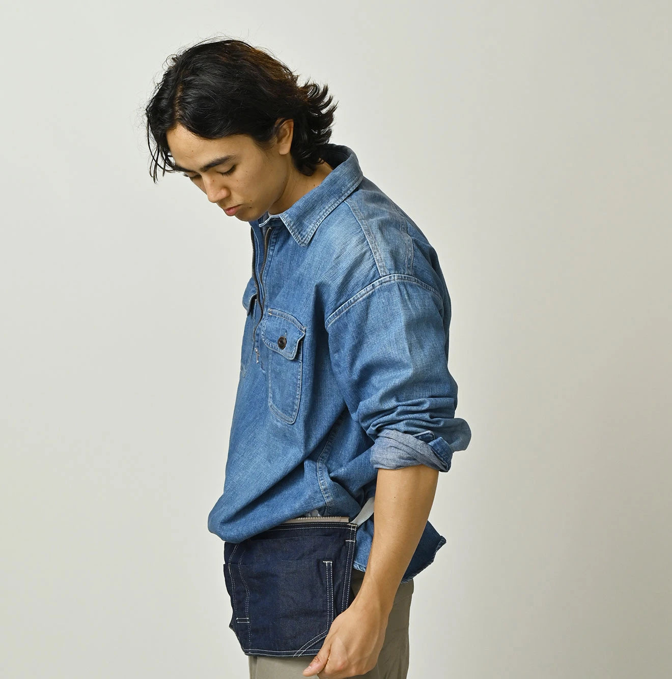 Komugi Denim 908 Yama Pull Shirt Distressed