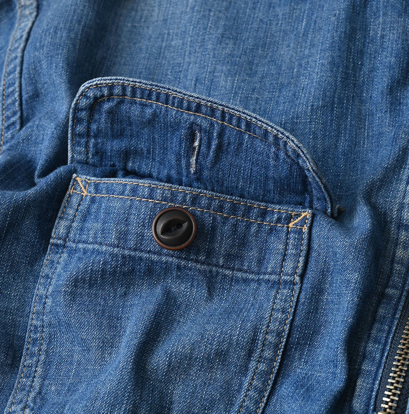 Komugi Denim 908 Yama Pull Shirt Distressed