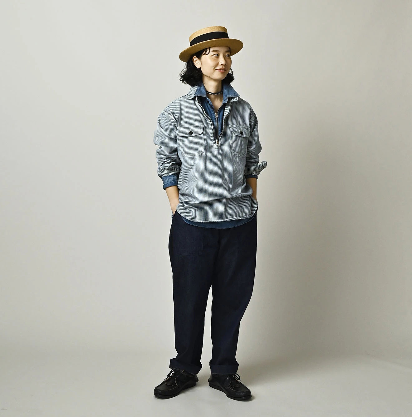 Komugi Denim 908 Yama Pull Shirt Distressed