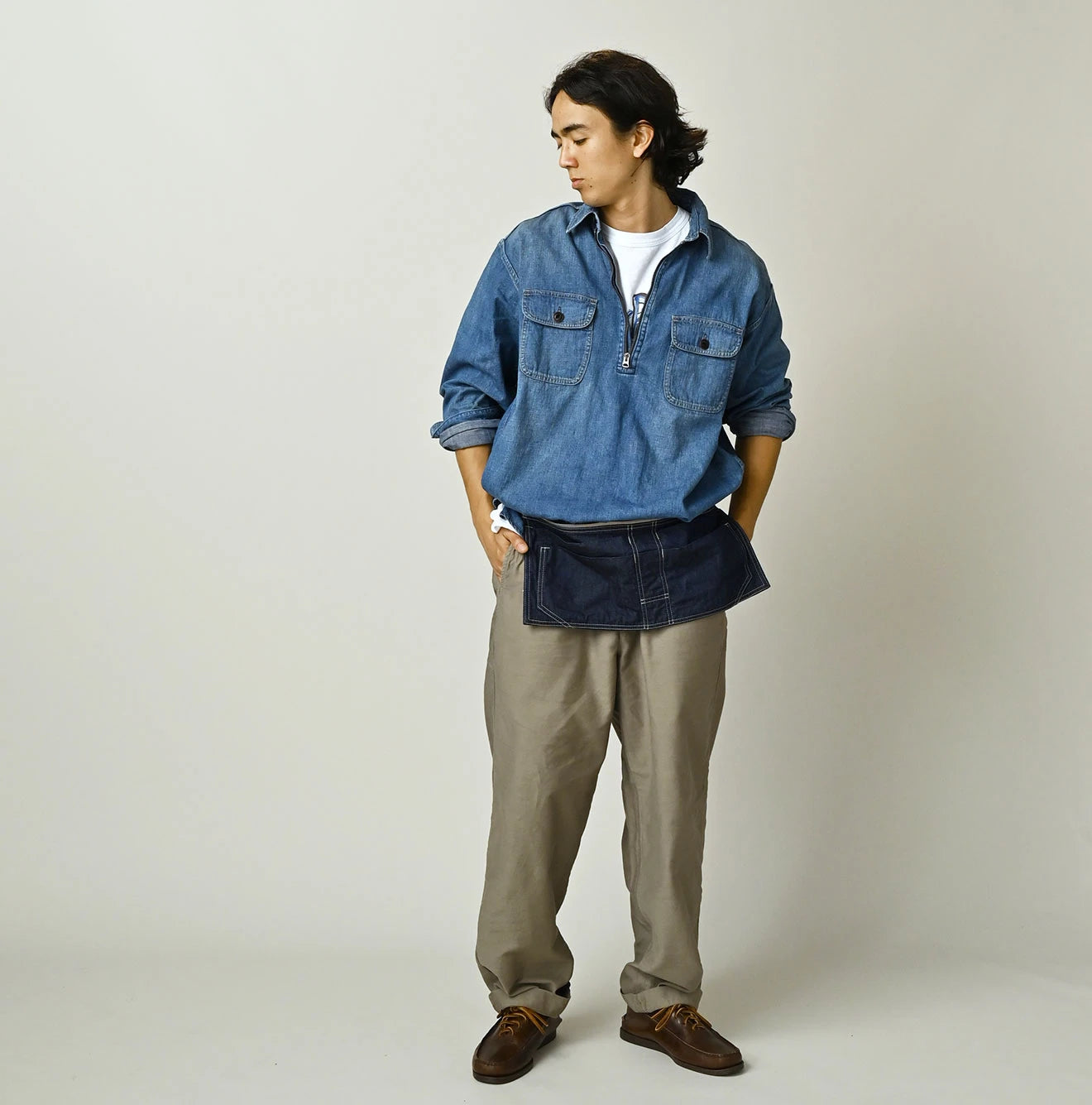 Komugi Denim 908 Yama Pull Shirt Distressed