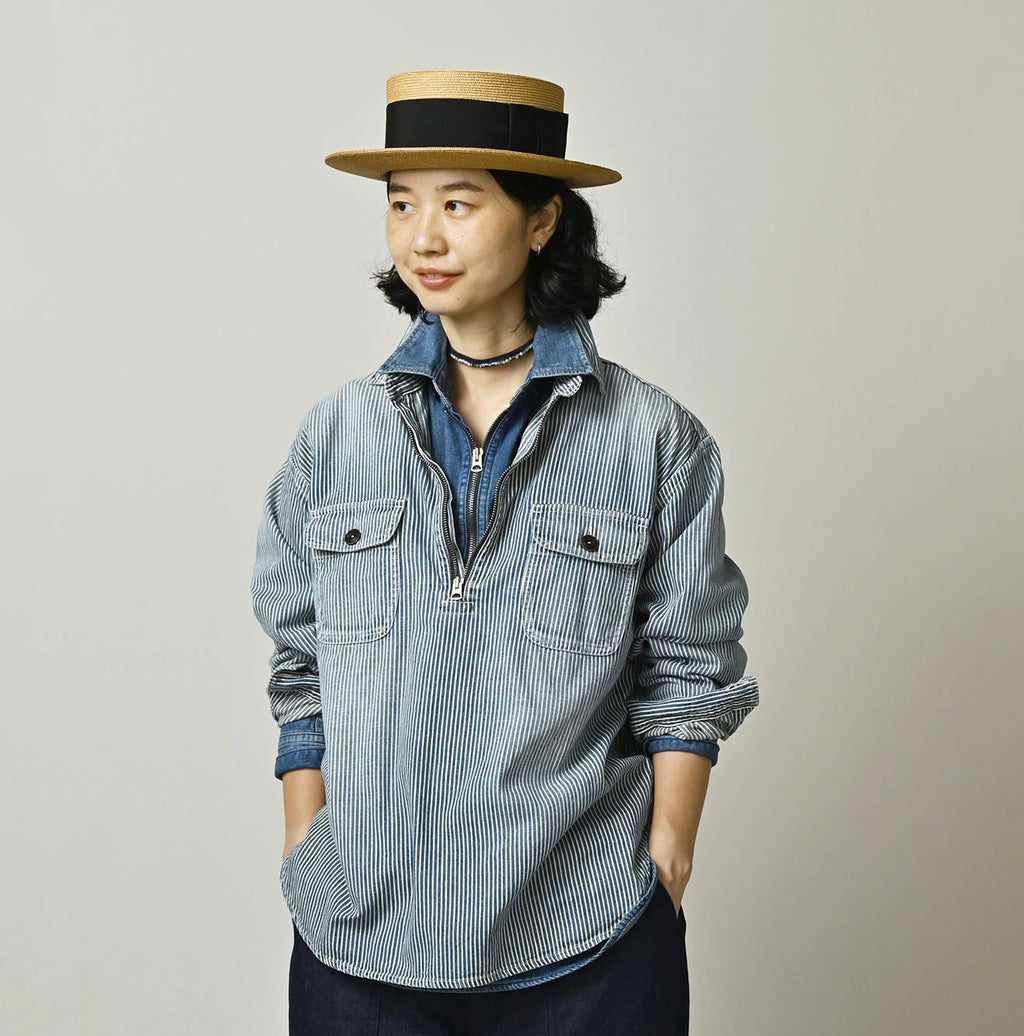Komugi Denim 908 Yama Pull Shirt Distressed
