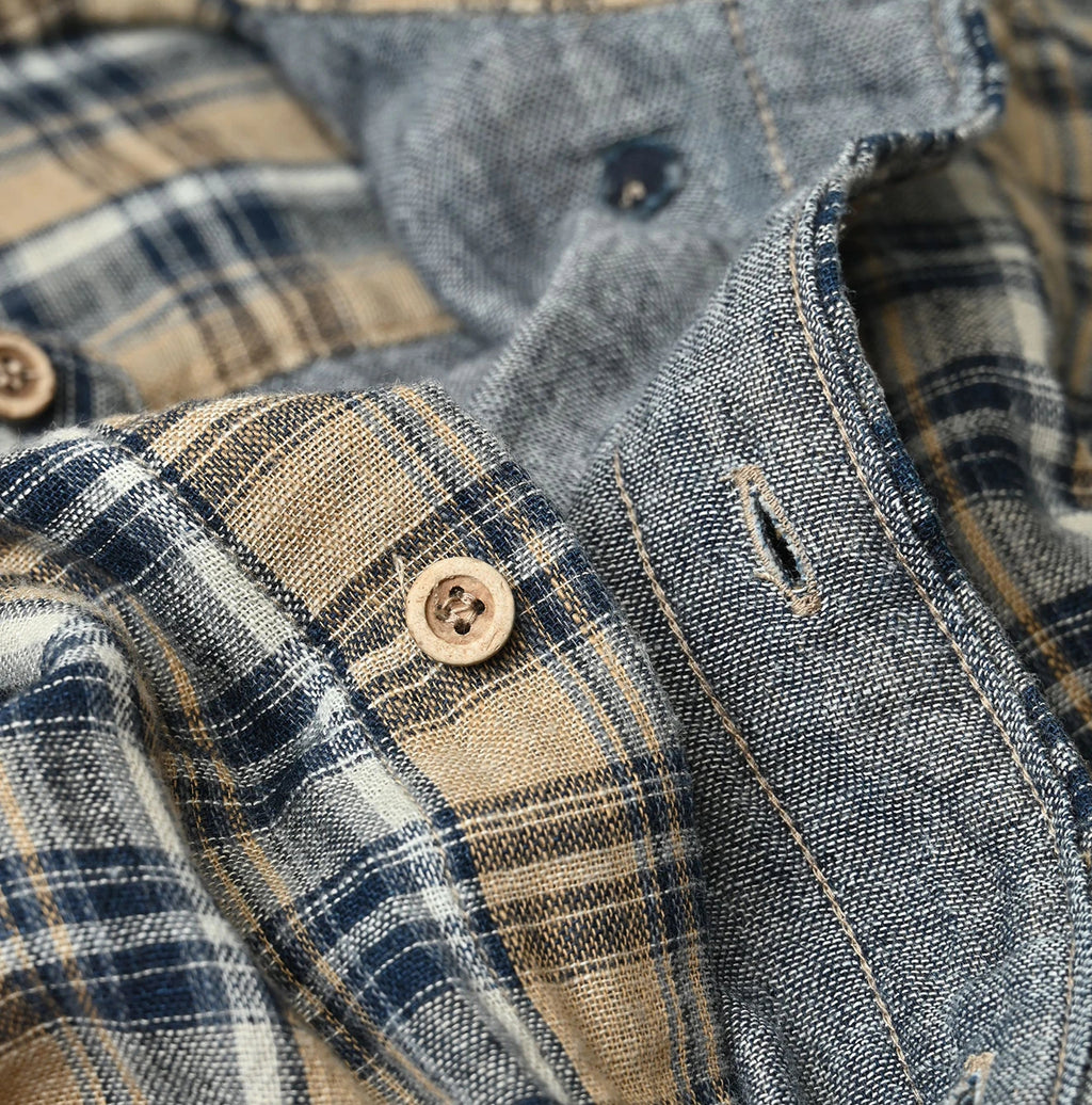 Indigo Double Woven 908 Ocean Button Down Shirt