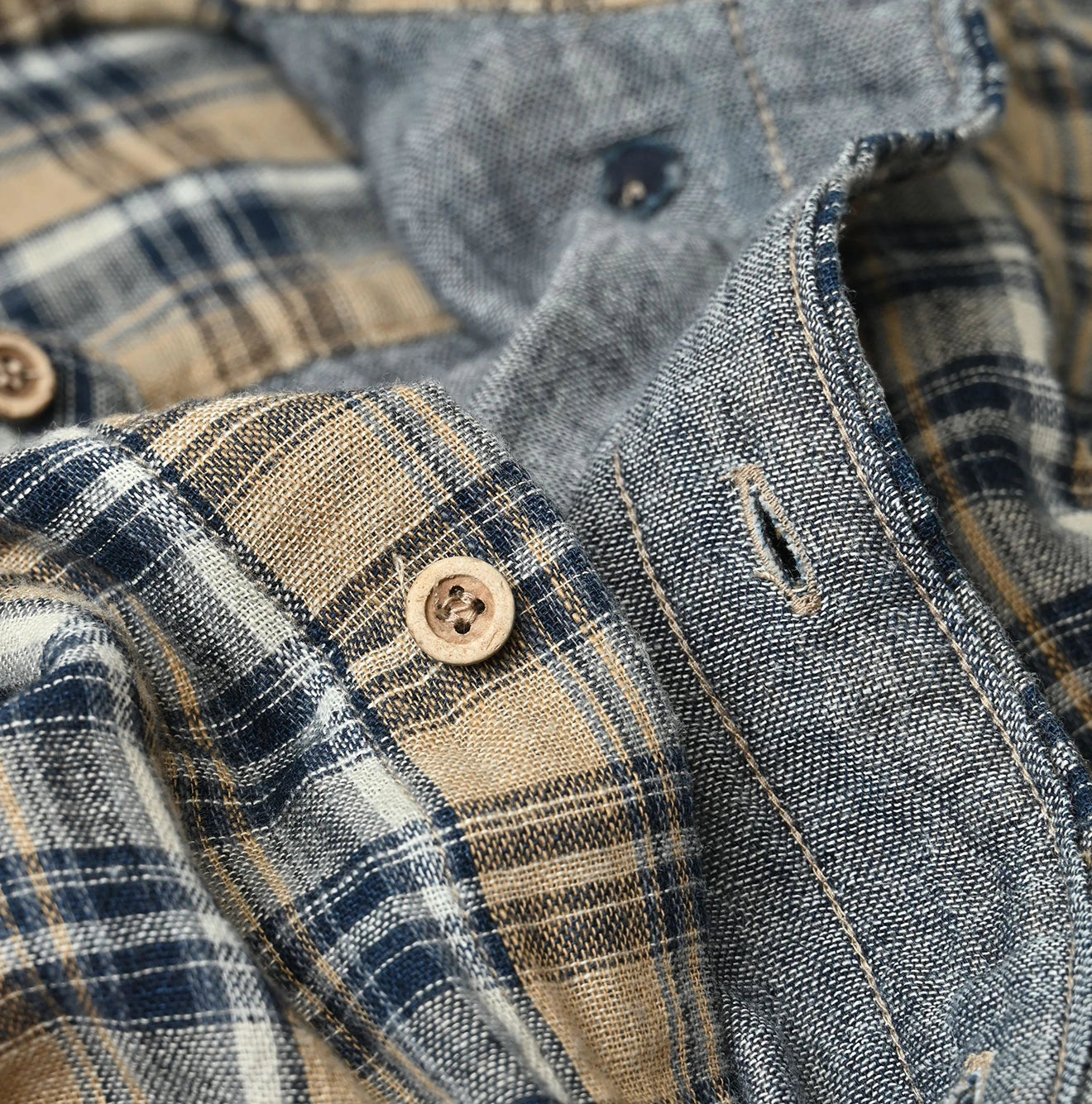 Indigo Double Woven 908 Ocean Button Down Shirt