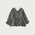 Indigo Double Woven V Gather Blouse