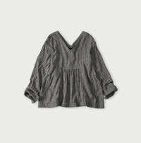 Indigo Double Woven V Gather Blouse