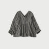 Indigo Double Woven V Gather Blouse