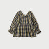 Indigo Double Woven V Gather Blouse