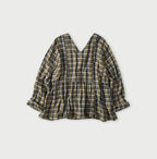 Indigo Double Woven V Gather Blouse