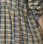 Indigo Double Woven V Gather Blouse