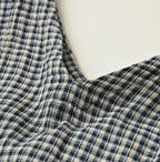 Indigo Double Woven V Gather Blouse