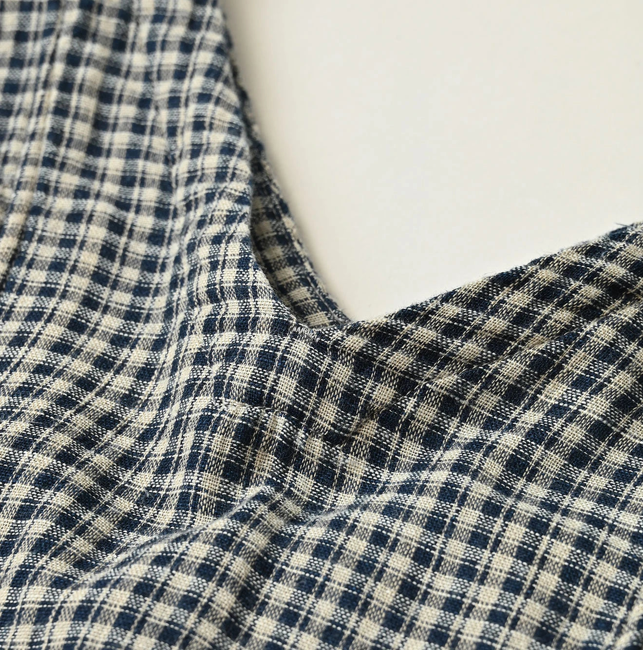 Indigo Double Woven V Gather Blouse