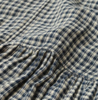 Indigo Double Woven V Gather Blouse