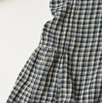 Indigo Double Woven V Gather Blouse