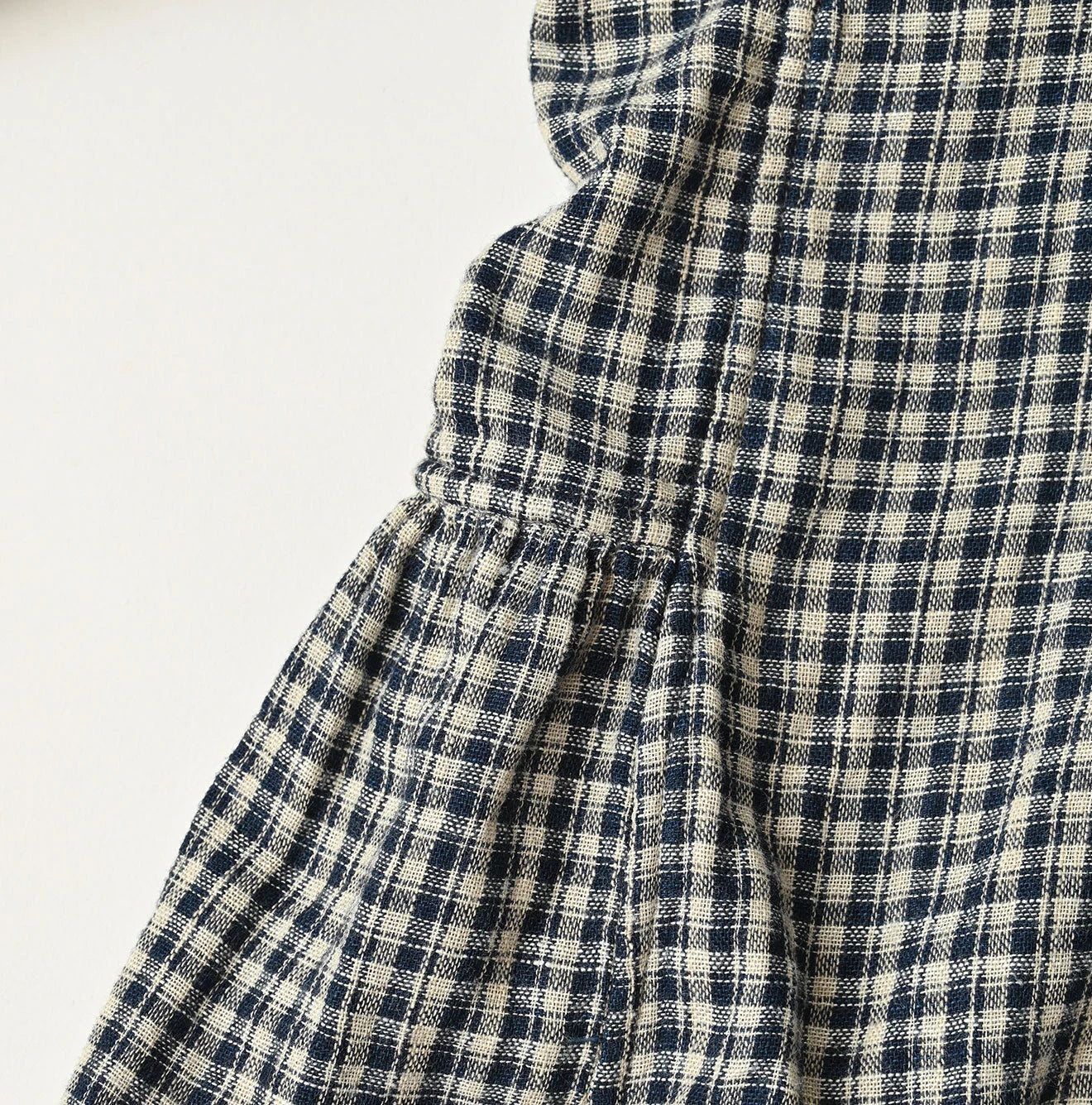 Indigo Double Woven V Gather Blouse