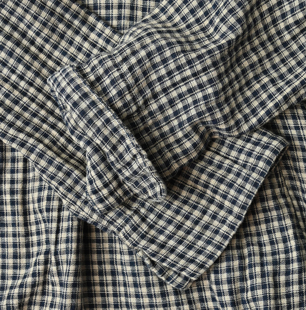 Indigo Double Woven V Gather Blouse