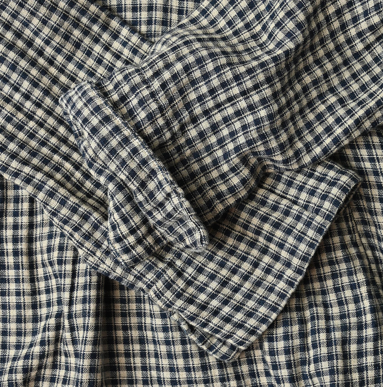 Indigo Double Woven V Gather Blouse