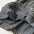 Indigo Double Woven V Gather Blouse