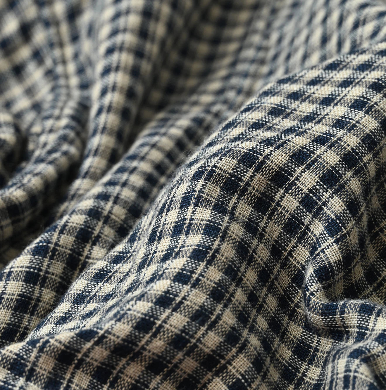 Indigo Double Woven V Gather Blouse