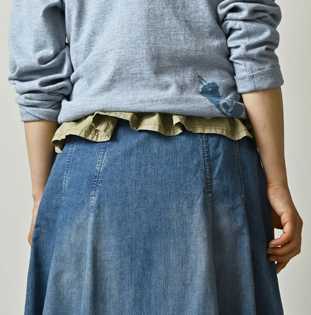 Mugi Denim Soufflé Skirt Distressed