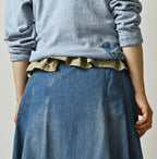 Mugi Denim Soufflé Skirt Distressed