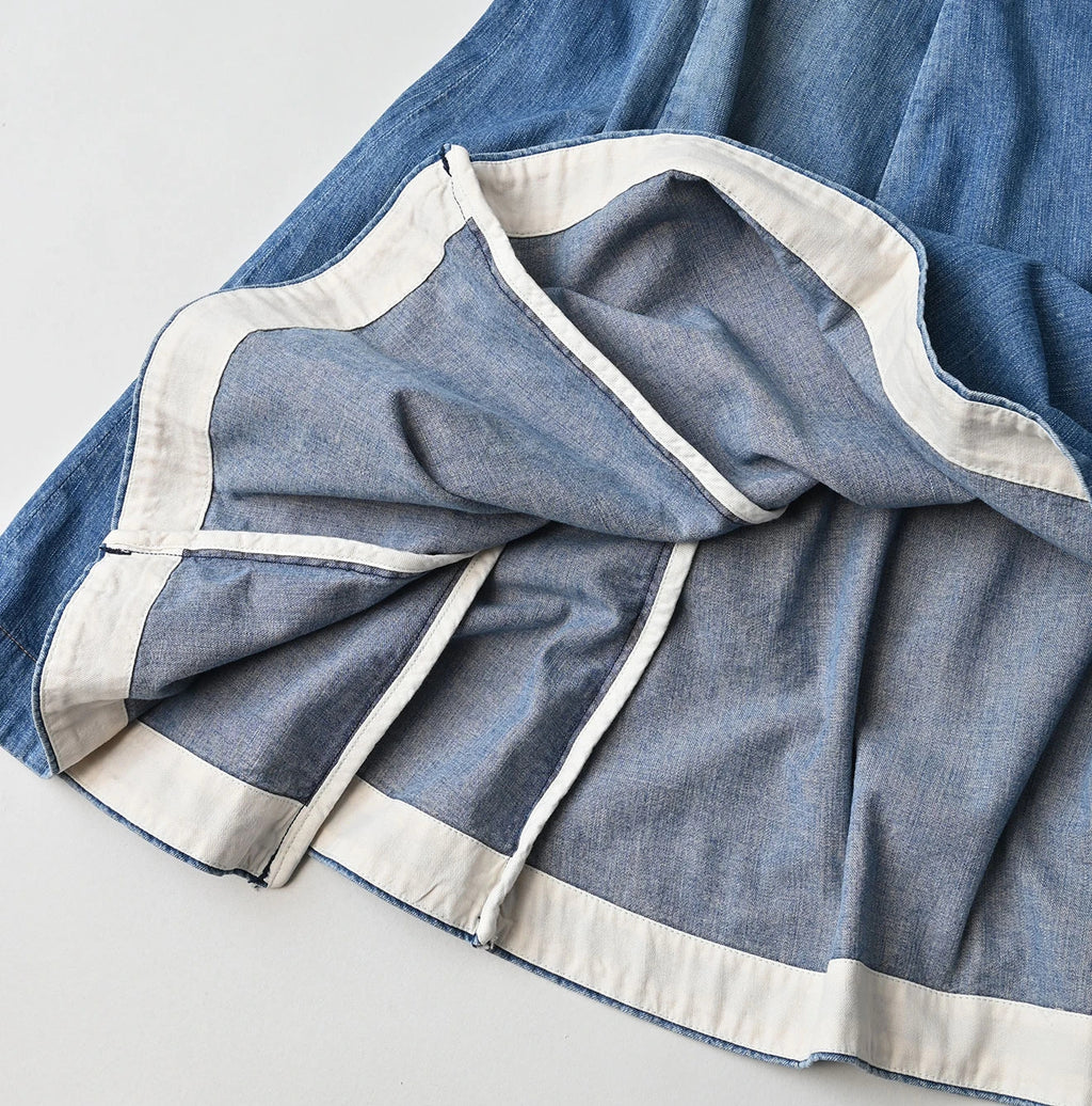 Mugi Denim Soufflé Skirt Distressed