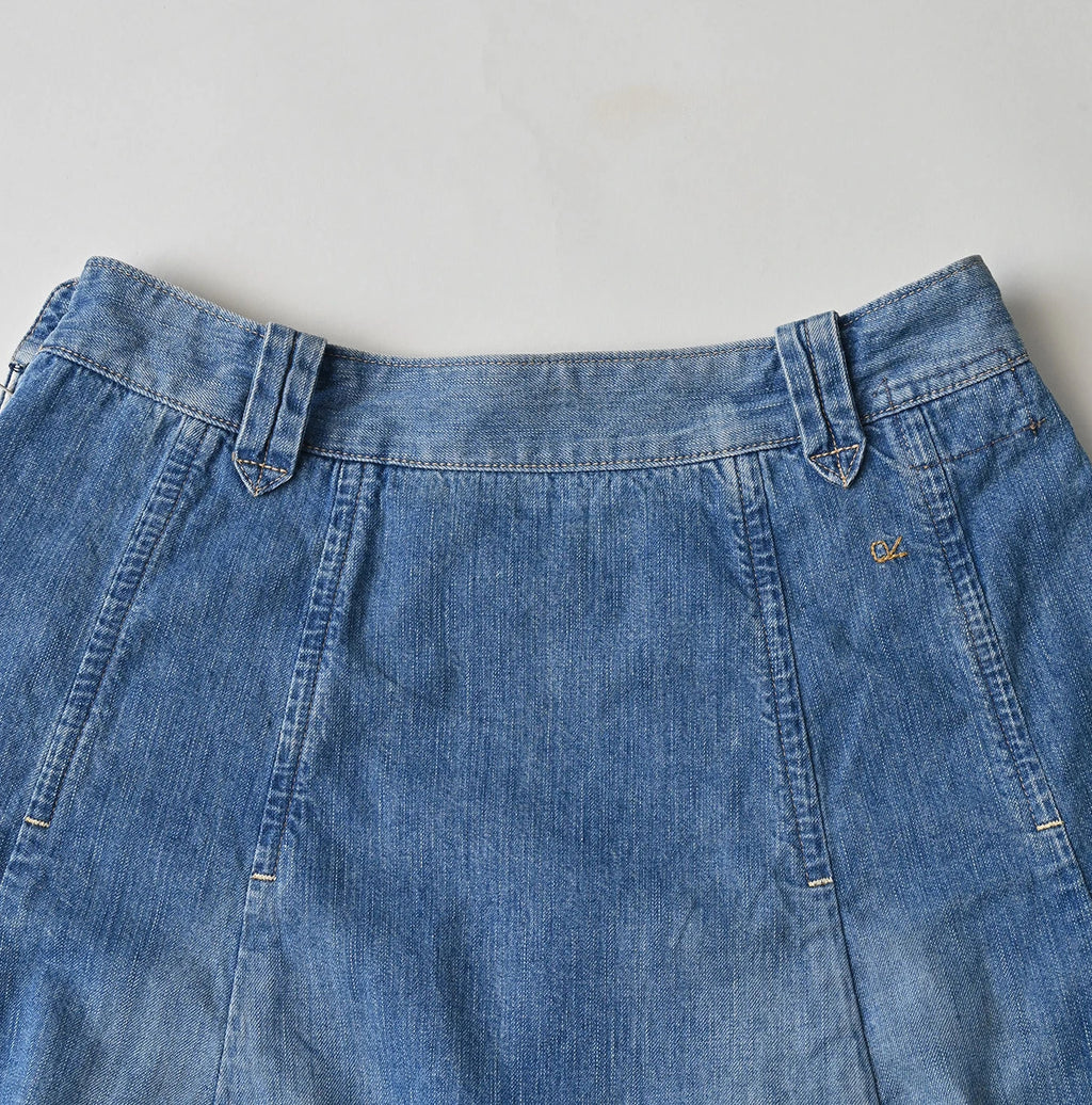 Mugi Denim Soufflé Skirt Distressed