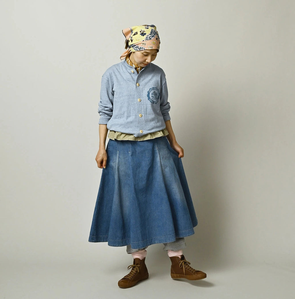 Mugi Denim Soufflé Skirt Distressed