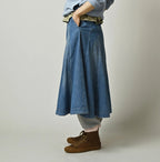 Mugi Denim Soufflé Skirt Distressed