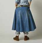 Mugi Denim Soufflé Skirt Distressed