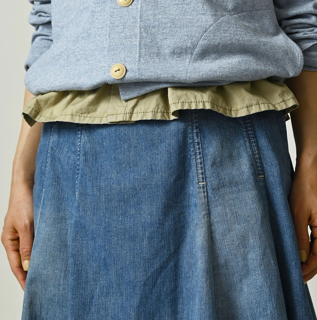 Mugi Denim Soufflé Skirt Distressed